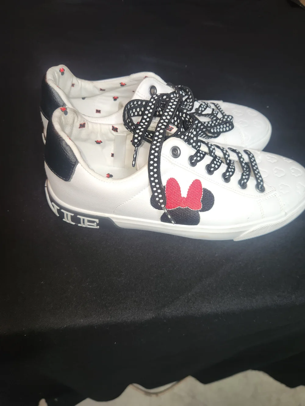 Disney White Sneakers with Black and Red Minnie Accent